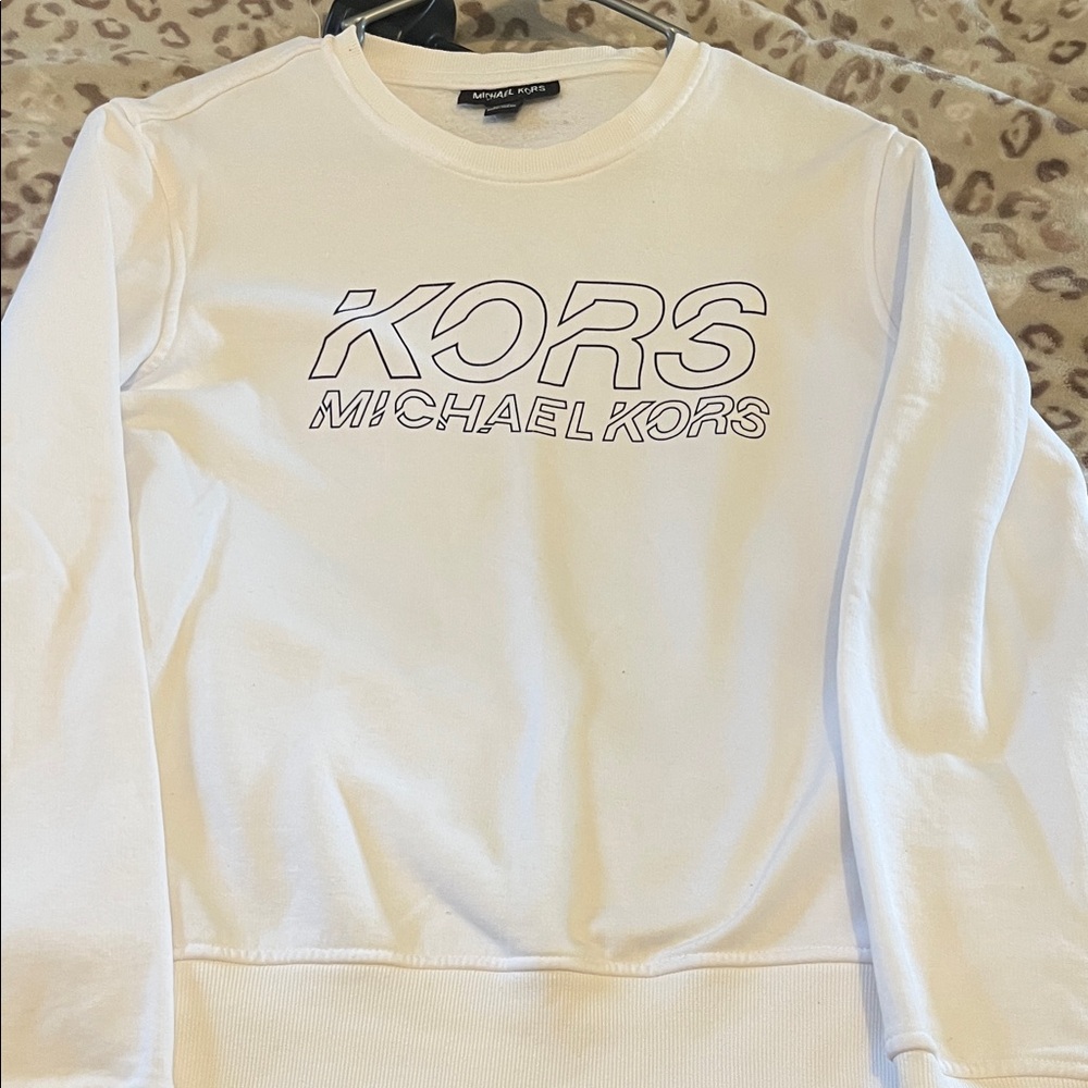 Michael Kors White Logo Crewneck Sweatshirt